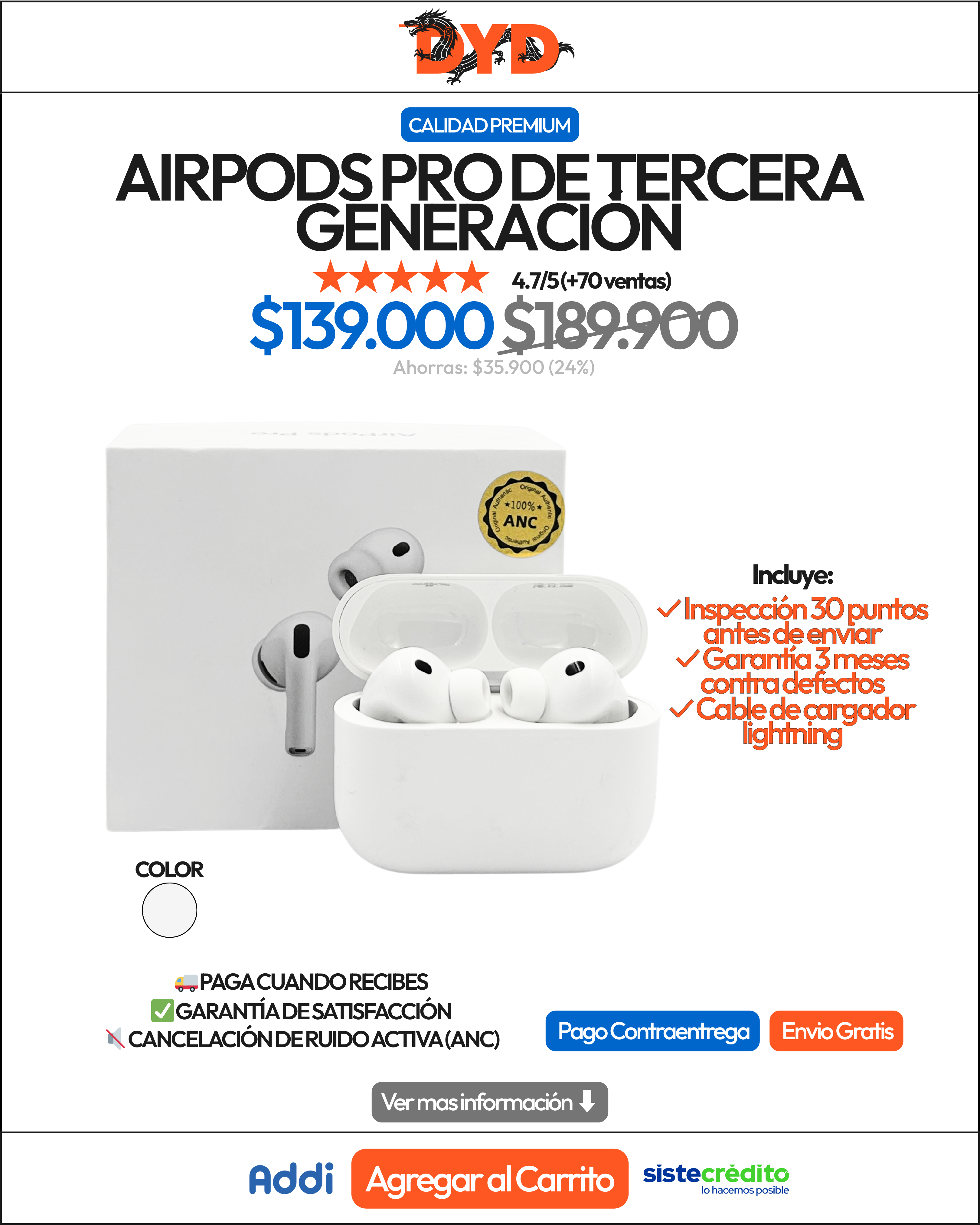 AirPods Pro De Tercera Generación ANC