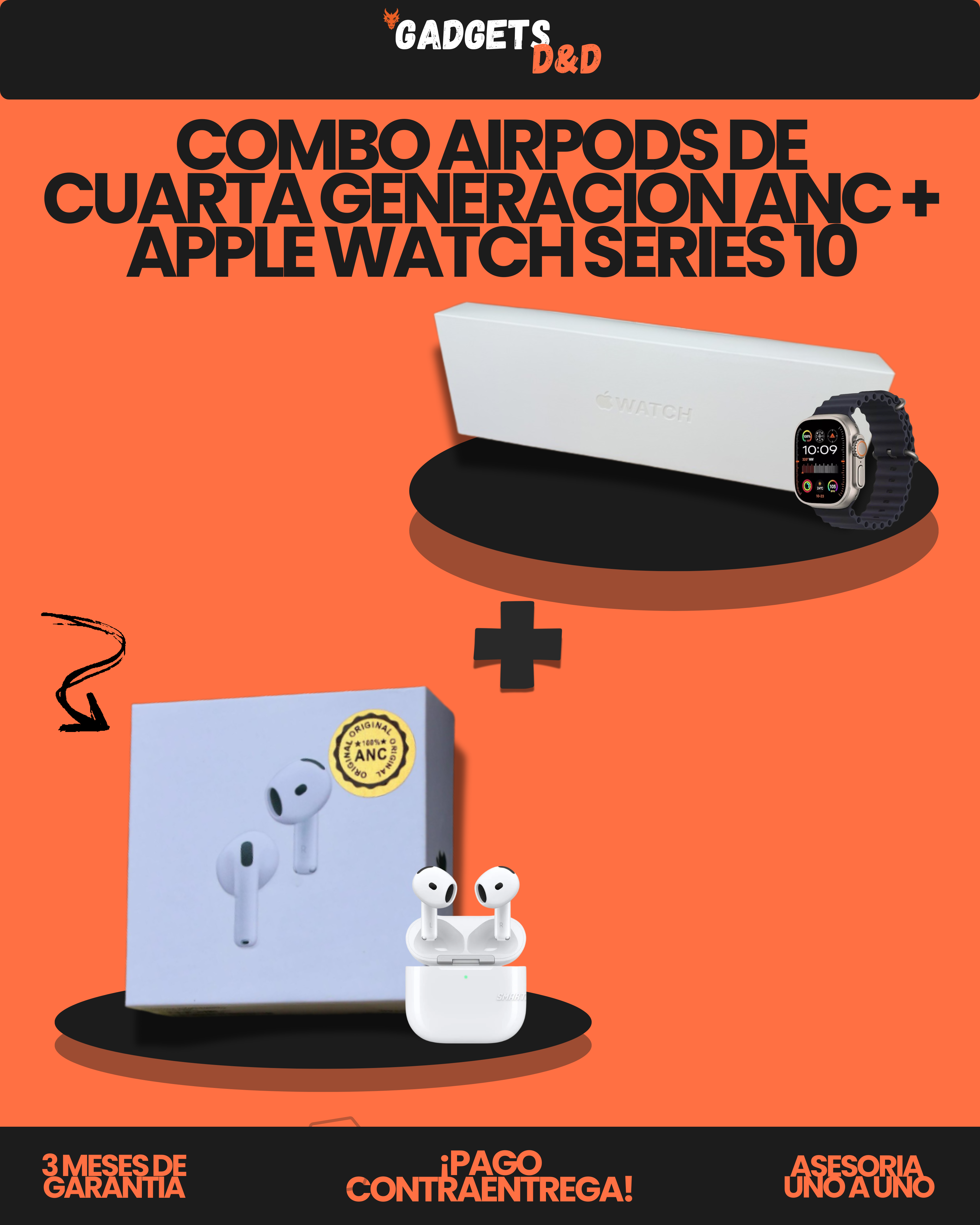 AirPods De Cuarta Generación ANC + Apple Watch Series 10