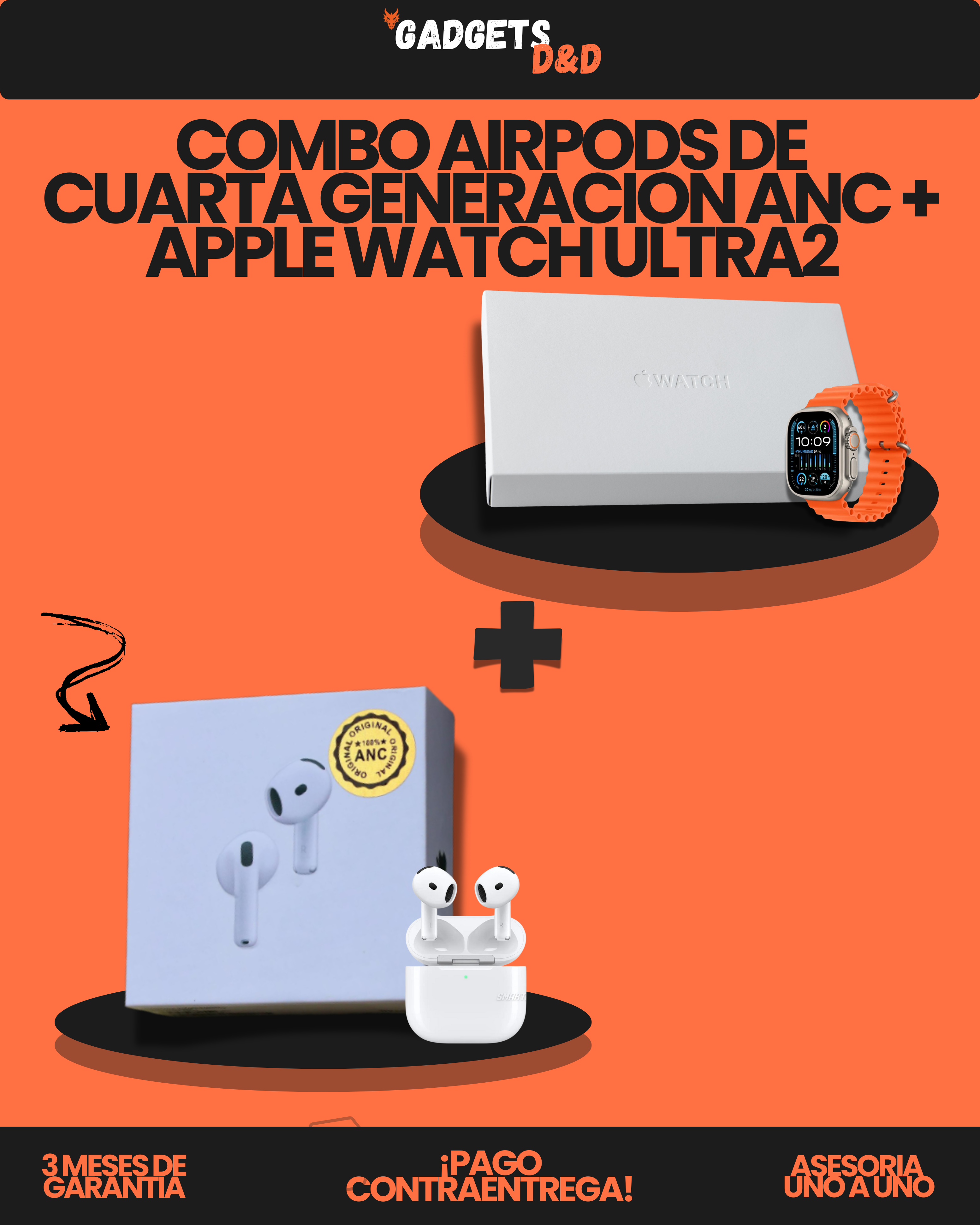 AirPods De Cuarta Generación ANC + Apple Watch Ultra 2