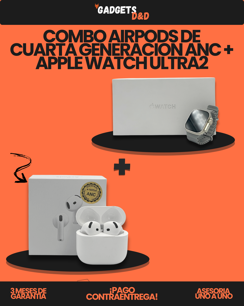 AirPods De Cuarta Generación ANC + Apple Watch Ultra 2