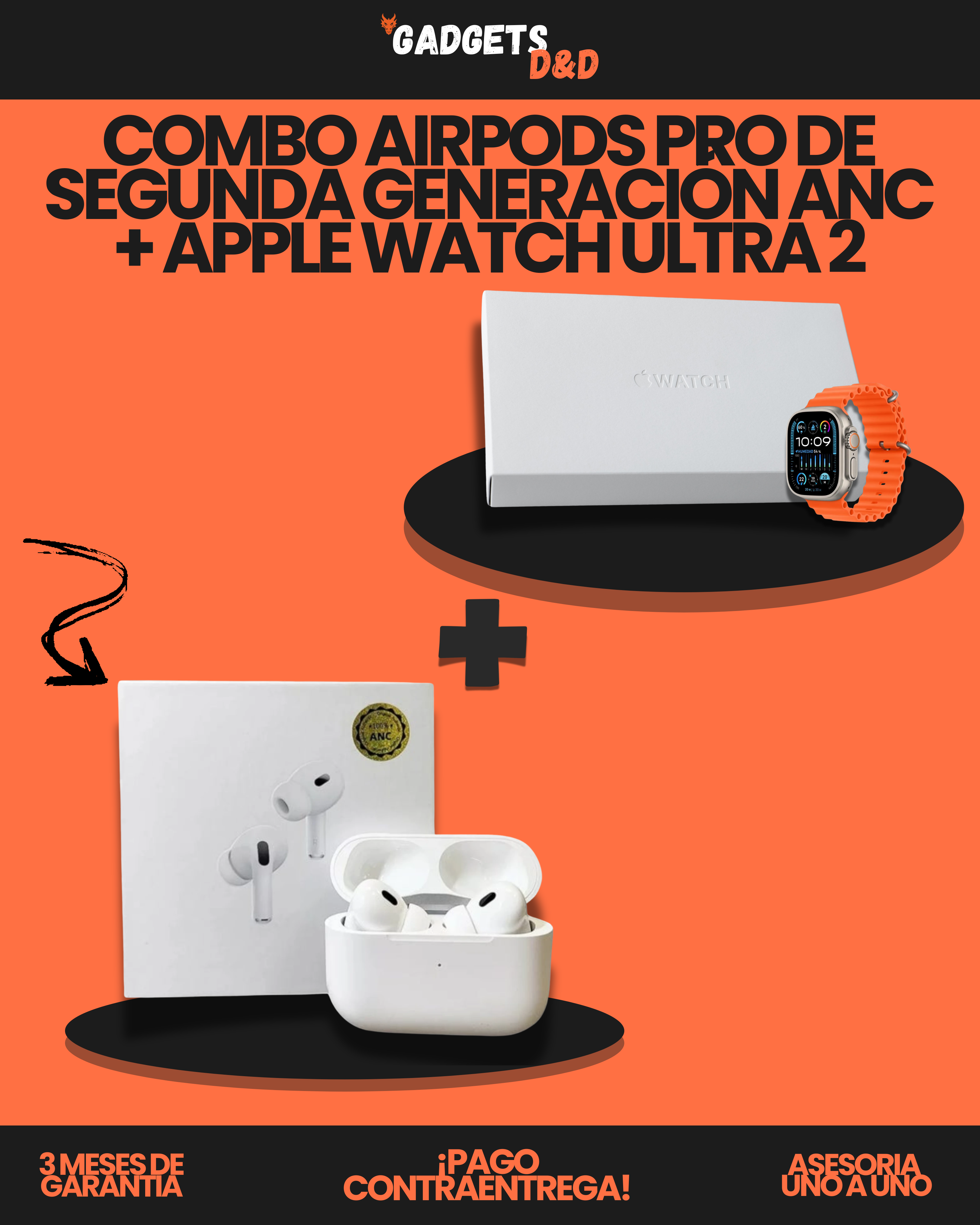 AirPods Pro De Segunda Generación ANC + Apple Watch Ultra 2