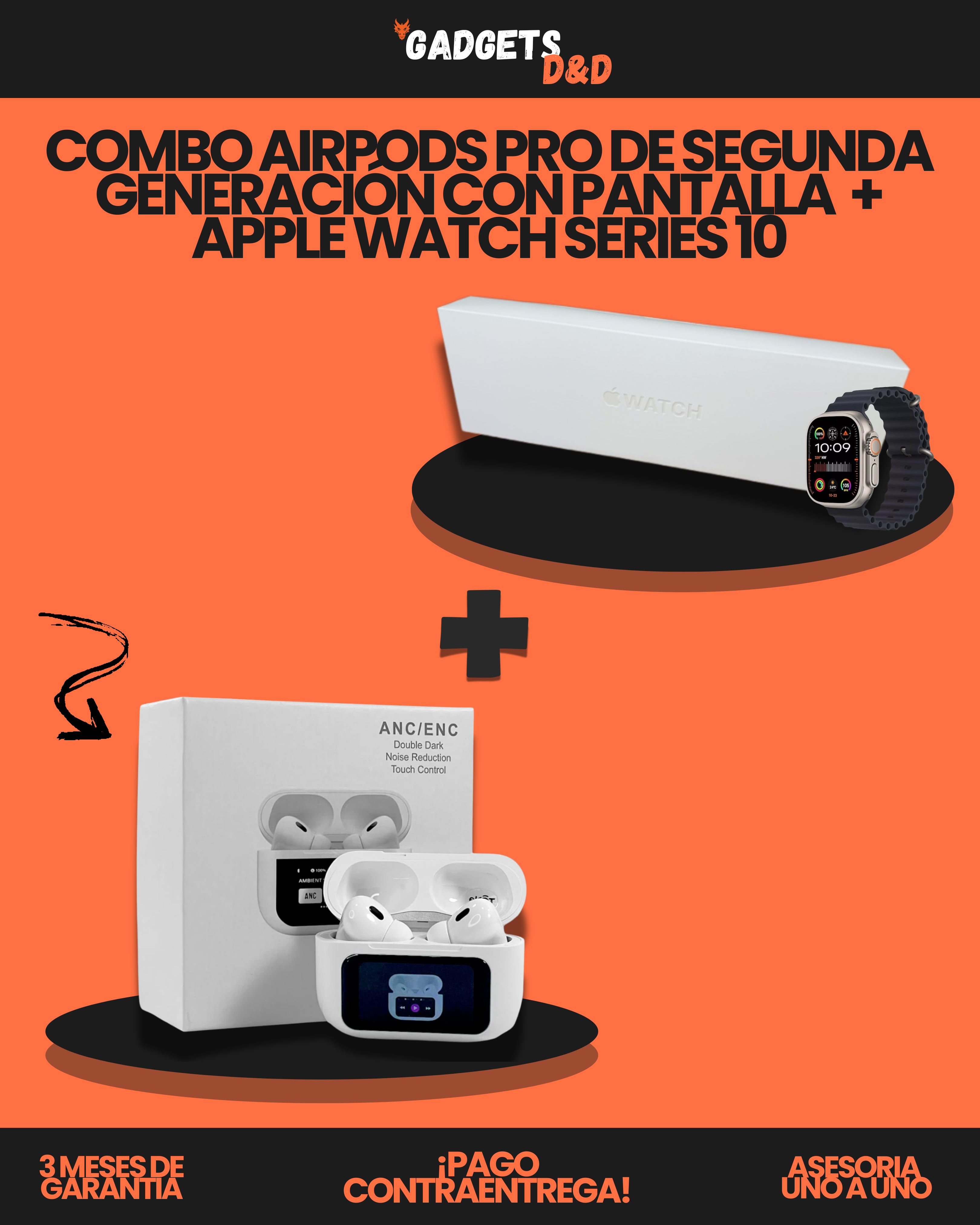 AirPods Pro De Segunda Generación Con Pantalla + Apple Watch Series 10