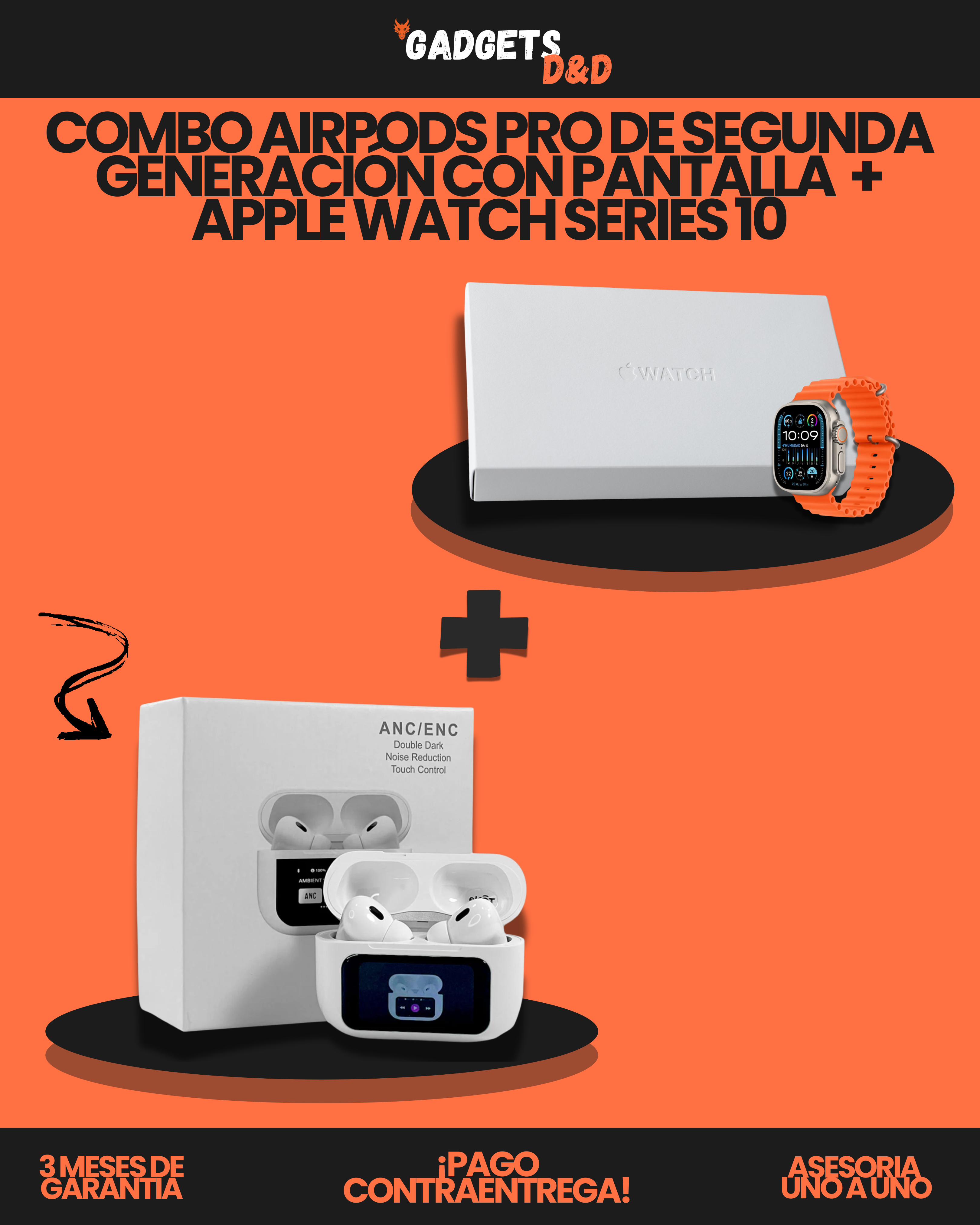 AirPods Pro De Segunda Generación Con Pantalla + Apple Watch Ultra 2