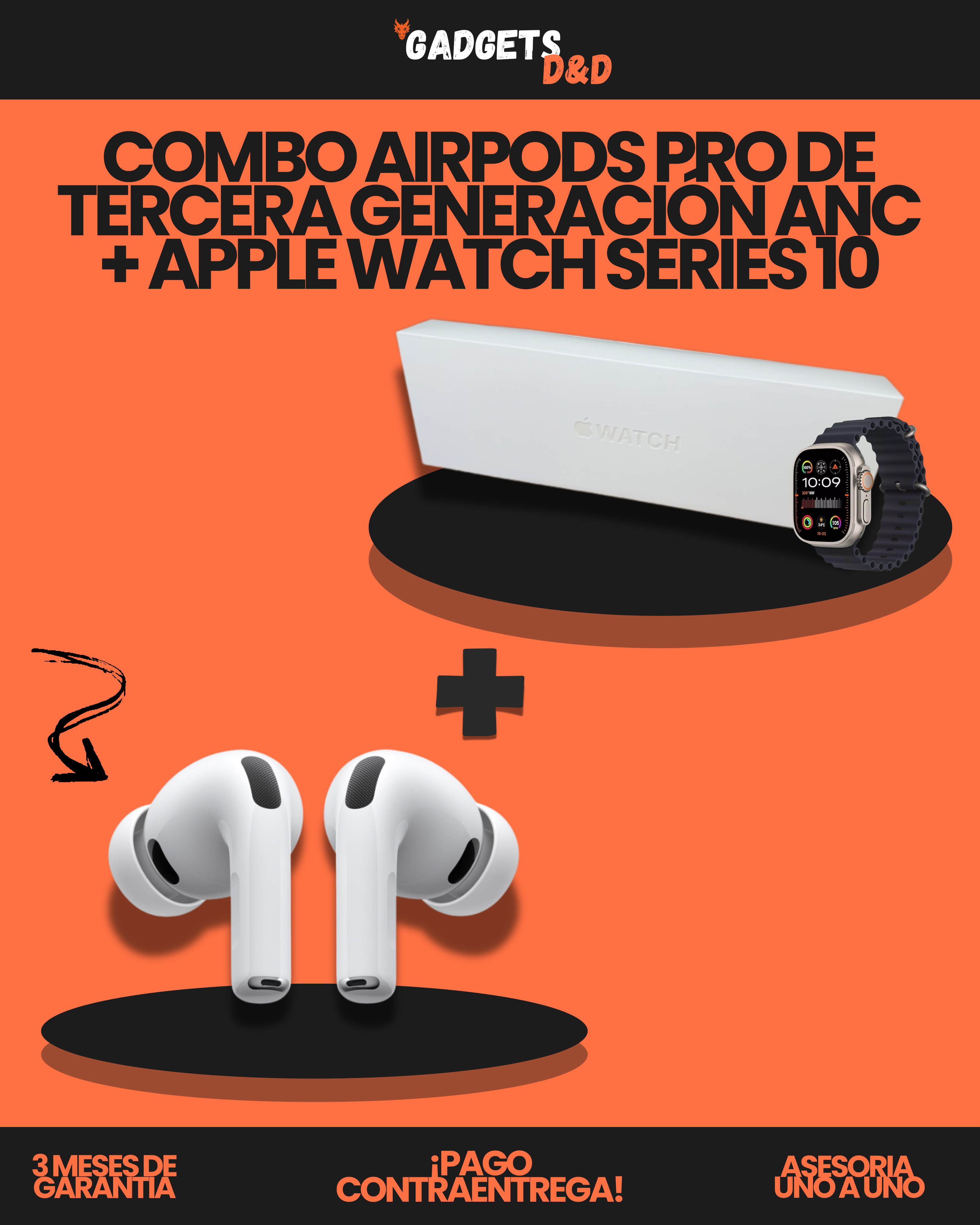AirPods Pro De Tercera Generación ANC + Apple Watch Series 10